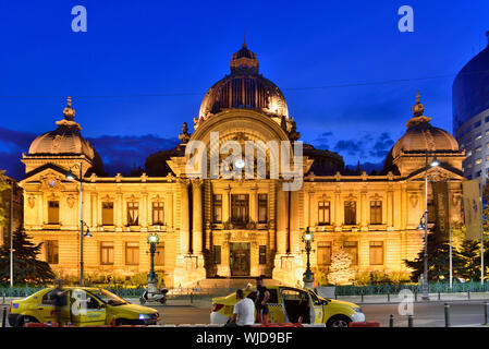 CEC Palace, dating back to 1900, is very similar to the Petit Palais in Paris. Nowadays is the CEC Bank. Bucharest, Romania Stock Photo