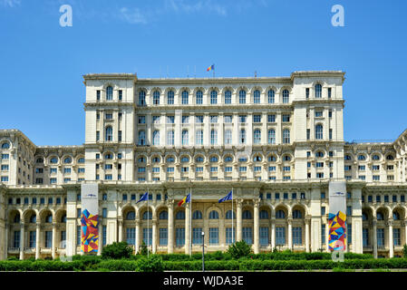 The Palace of the Parliament is the second largest administrative building in the world. Bucharest, Romania Stock Photo