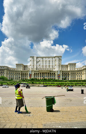 The Palace of the Parliament is the second largest administrative building in the world. Bucharest, Romania Stock Photo