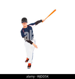 baseball player taking a swing Stock Photo