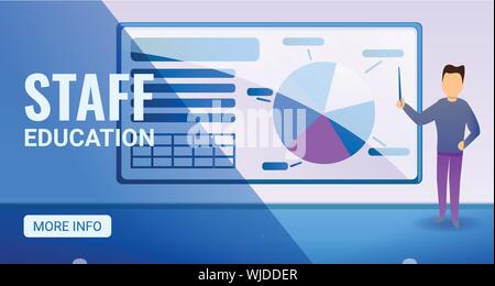 Modern staff education concept banner. Cartoon illustration of modern staff education vector concept banner for web design Stock Vector