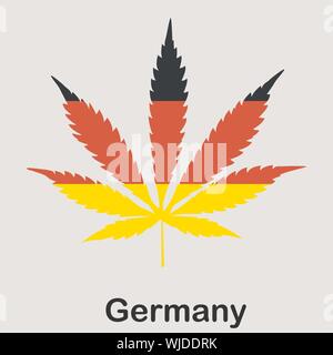 Flag in the form of a cannabis leaf. The concept of legalization of marijuana, cannabis in Germany Stock Vector