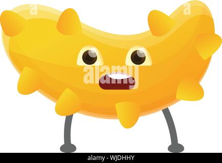 Yellow cute bacteria icon. Cartoon of yellow cute bacteria vector icon for web design isolated on white background Stock Vector