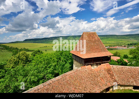 The Viscri fortified church was built by the Transylvanian Saxon community in Viscri in the 13th century. It is a Unesco World Heritage Site. Brasov C Stock Photo