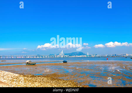 Hong Kong coast and bridge at day Stock Photo