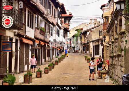 Georgi Rakovski street, the place where the craftsmen work and sell their products. Veliko Tarnovo, Bulgaria Stock Photo