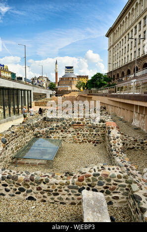 Roman ruins of the archaeological complex of Serdica, the Roman Sofia in the city center. Sofia, Bulgaria Stock Photo