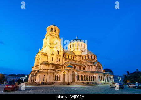 Saint Alexander Nevsky Cathedral at dusk, Sofia. Bulgaria Stock Photo