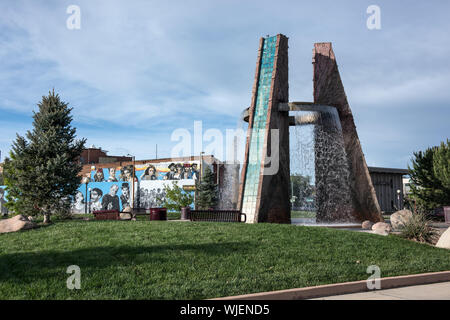 Headwaters Fountain Plaza, near the Historic Arkansas Riverwalk in Pueblo, Colorado Stock Photo