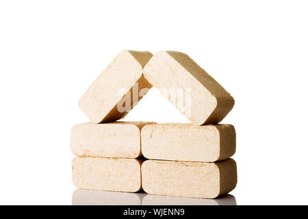 Composition of bright bricks. Isolated on white. Stock Photo