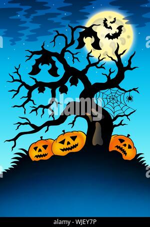 Silhouette of a tree branch and bats in the moonlight Stock Photo - Alamy