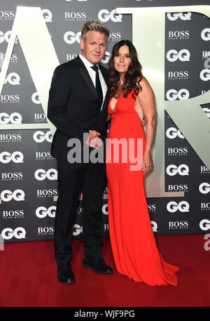 Gordon Ramsay (left) and Tana Ramsay arriving at the GQ Men of the Year Awards 2019 in association with Hugo Boss, held at the Tate Modern in London. Stock Photo