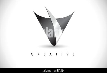 V Letter 3D Modern Trendy Design Logo. Letter V Icon Logo with 3d Look Vector Illustration. Stock Vector