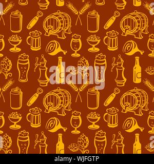 illustration of the beer drinks and snacks seamless pattern Stock Vector