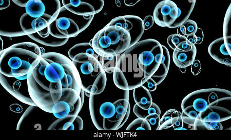 3D rendered Illustration of living cells under the microscope. Stock Photo