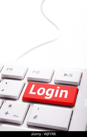sign in or login on internet webpage concept with keyboard key Stock Photo