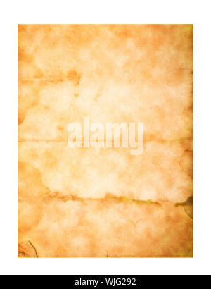 Old vintage  sheet isolated on white background Stock Photo