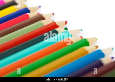 A set of colored pencils isolated on a white background Stock Photo