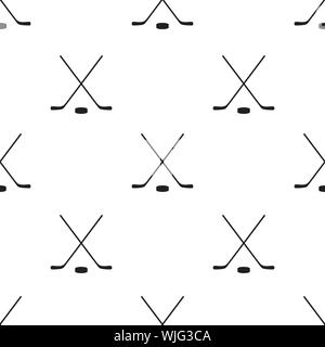 Hockey seamless pattern with sticks and pucks, vector illustration. Stock Vector