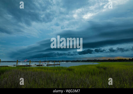 Angry storm front moving over coastal South Carolina Stock Photo