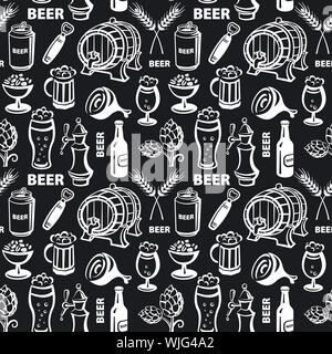 illustration of the beer drinks and snacks seamless pattern Stock Vector