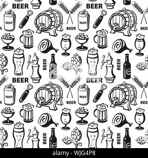 illustration of the beer drinks and snacks seamless pattern Stock Vector