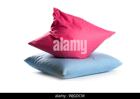 pink and blue pillows isolated on white background Stock Photo