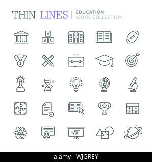 Collection of education thin line icons Stock Vector