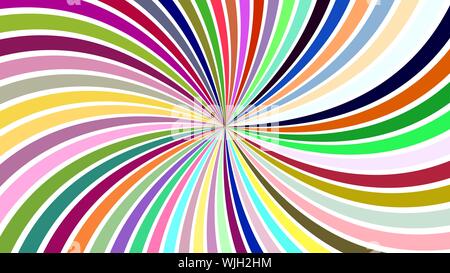 Multicolored abstract hypnotic striped vortex background design - vector illustration from swirling rays Stock Vector