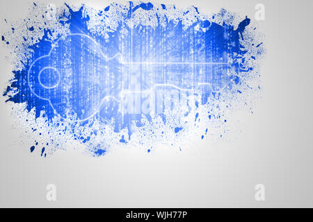 Splash on wall revealing digital key Stock Photo