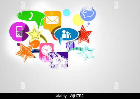 Splash on wall revealing computer applications Stock Photo