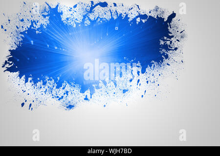 Splash on wall revealing blue light Stock Photo