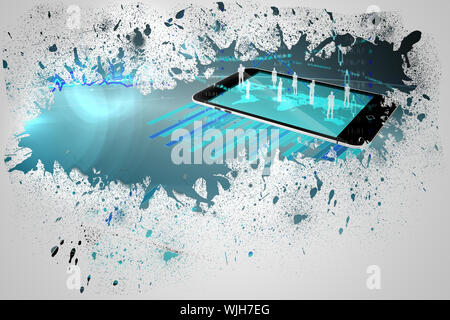 Splash on wall revealing technology interface Stock Photo