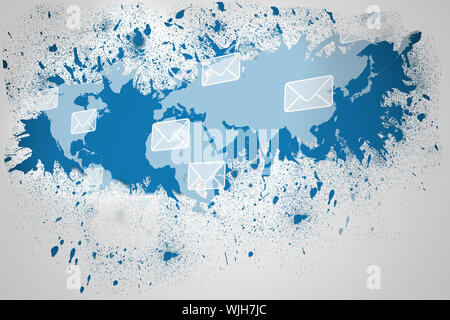 Splash on wall revealing email graphic Stock Photo