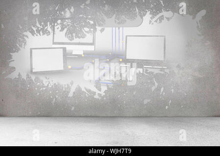Splash on wall revealing cloud computing concept Stock Photo