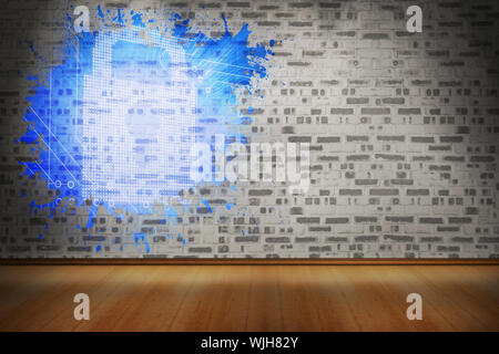 Splash on wall revealing digital lock Stock Photo