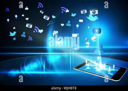 Floating smartphone application icons Stock Photo