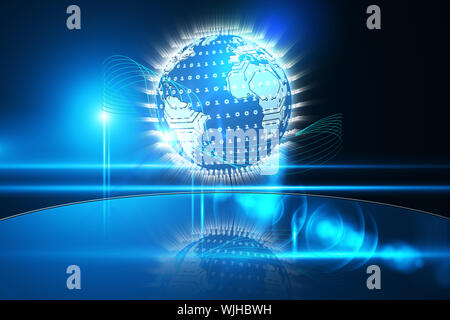 Glowing earth with binary code Stock Photo