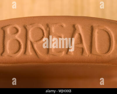 extreme close up of clay bread baking pan Stock Photo