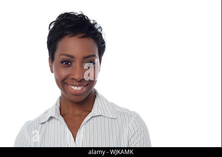 Good looking middle aged female assistant Stock Photo