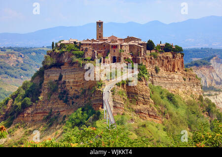 View of the hilltop village of Civita di Bagnoregio, Lazio, Italy Stock Photo