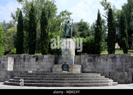 Statue of first king of Portugal, King D. Afonso Henriques, Guimaraes, Portugal Stock Photo