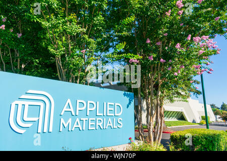 Applied Materials sign at the headquarters in Santa Clara, California ...