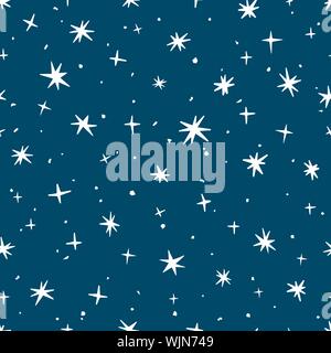 Christmas snowflakes on a blue background. Seamless background. Vector illustration. Stock Vector