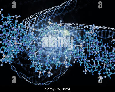 Molecular Dreams series. Composition of conceptual atoms, molecules and fractal elements on the subject of biology, chemistry, technology, science and Stock Photo