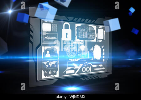 Security interface against boxes on technical background Stock Photo