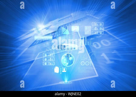 Global technology background against shiny background with squares Stock Photo