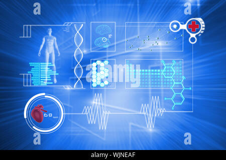 Medical interface against glowing background with squares Stock Photo