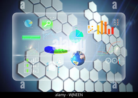 Business interface against technological background with hexagons Stock Photo