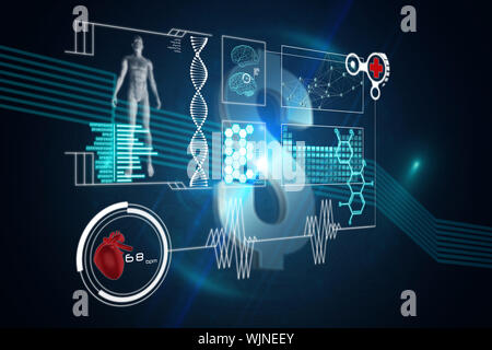 Medical interface against dollar sign on futuristic background Stock Photo